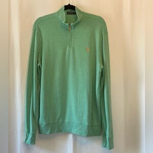 Polo Ralph Lauren Men's Green 1/4 Zip Sweater LG Preppy Minimalist Performance